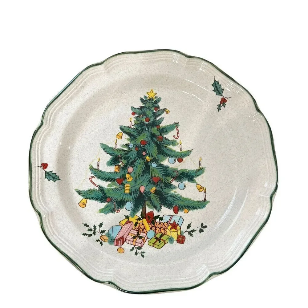 Mikasa Christmas Festive Season EB451 12” Rimmed Serving Tray Platter Chop Plate